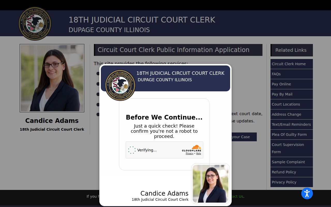 Schaumburg resident lookup on the DuPage public case portal