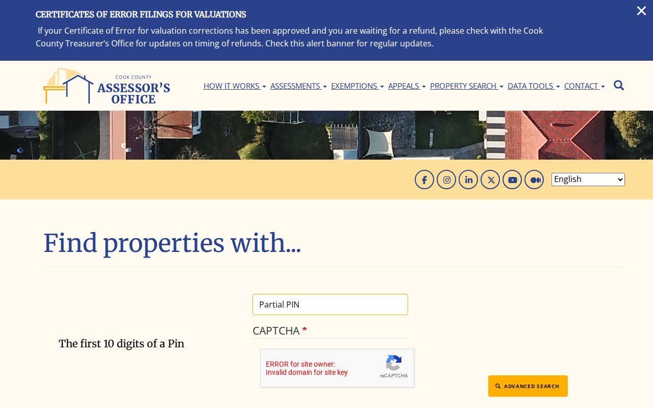 Schaumburg street directory Cook Assessor advanced search