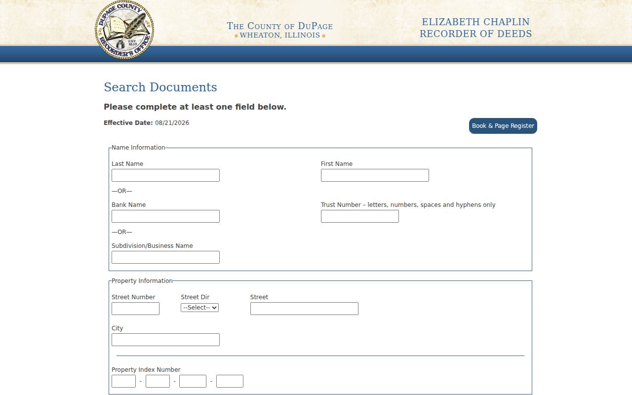 Schaumburg street directory DuPage Recorder deed search